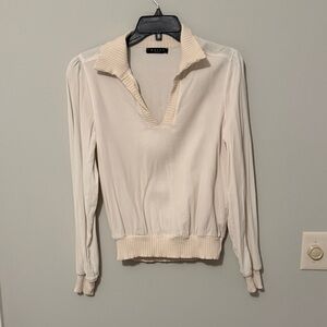MAVEN WEST Cream Long Sleeve V Neck Top